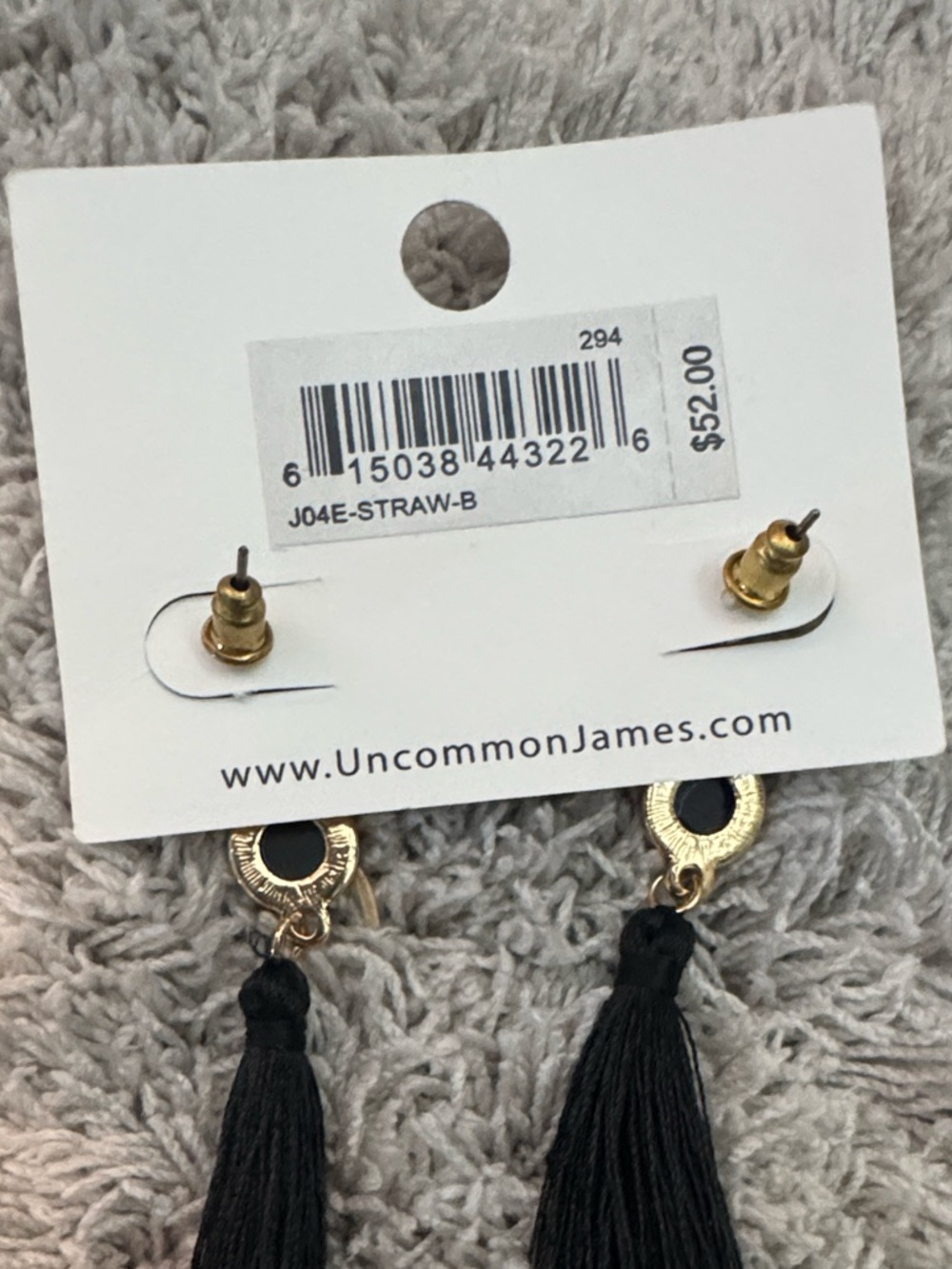 Uncommon James Black Tassel Drop Earrings with Gold Accents - Picture 2 of 2